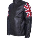 UK Flag Cafe Racer Men Black Faux Leather Jacket - Image 4
