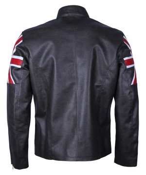UK Flag Cafe Racer Men Black Faux Leather Jacket - Image 5