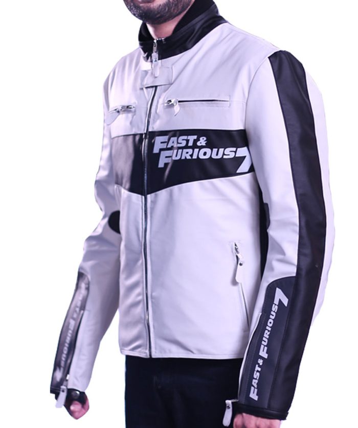 Vin Diesel Fast And Furious 7 Racing White Jacket for Sale