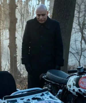 Wednesday Uncle Fester Black Trench Coat - Image 2