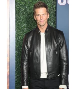 80 for Brady Tom Brady Black Leather Jacket for Men