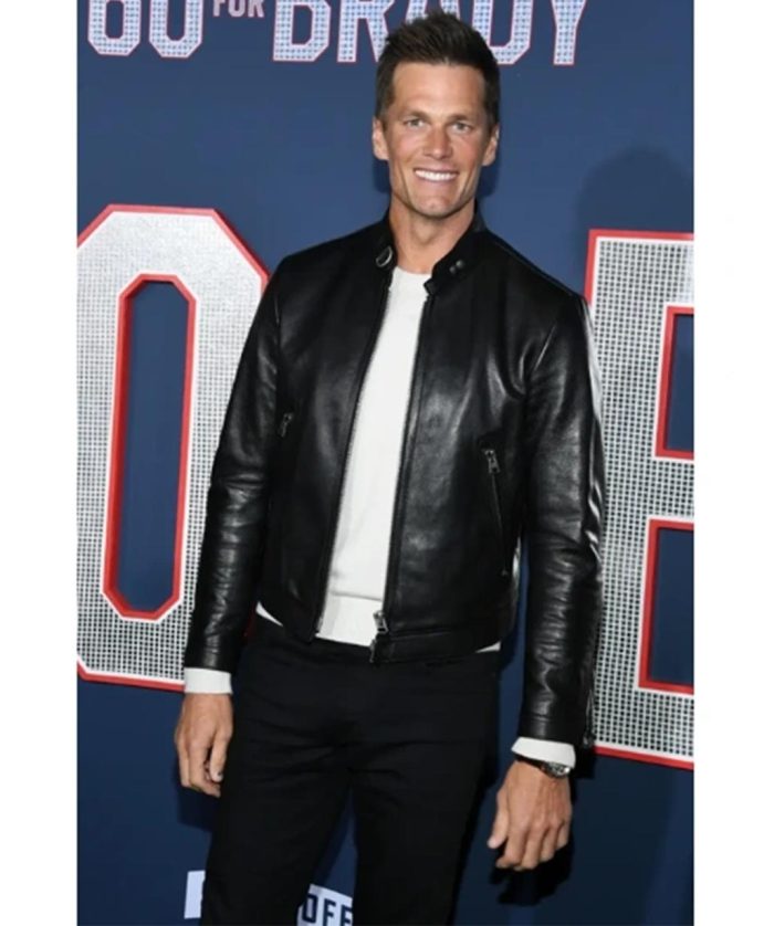 80 for Brady Tom Brady Black Leather Jacket