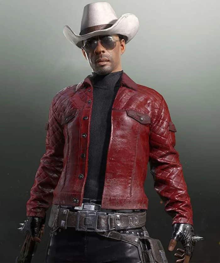 Western Cowboy PUBG Red Leather Jacket