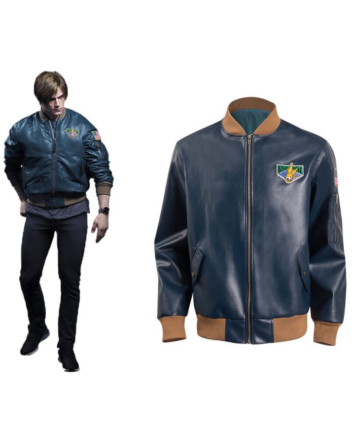 RE4 Leon S Kennedy Resident Evil 4 Remake Blue Jacket Men Sale