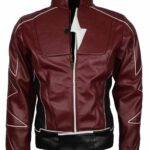 The Flash Barry Allen Maroon Leather Jacket Costume men