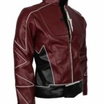 The Flash Barry Allen Maroon Leather Jacket Costume men back online sale