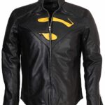 Superman Outfit Men Black Leather Jacket