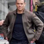 Matt Damon Jason Bourne Distressed Brown Leather Jacket