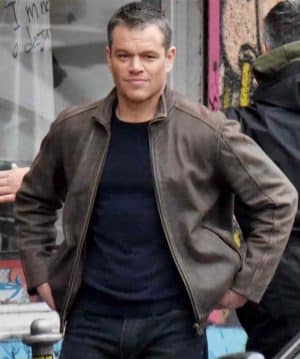Matt Damon Jason Bourne Distressed Brown Leather Jacket