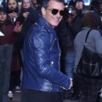 Antonio Banderas Blue Motorcycle Leather Jacket for sale