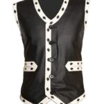 Black The Warriors Biker Leather Vest
