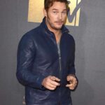 Chris Pratt Blue Leather Jacket mens