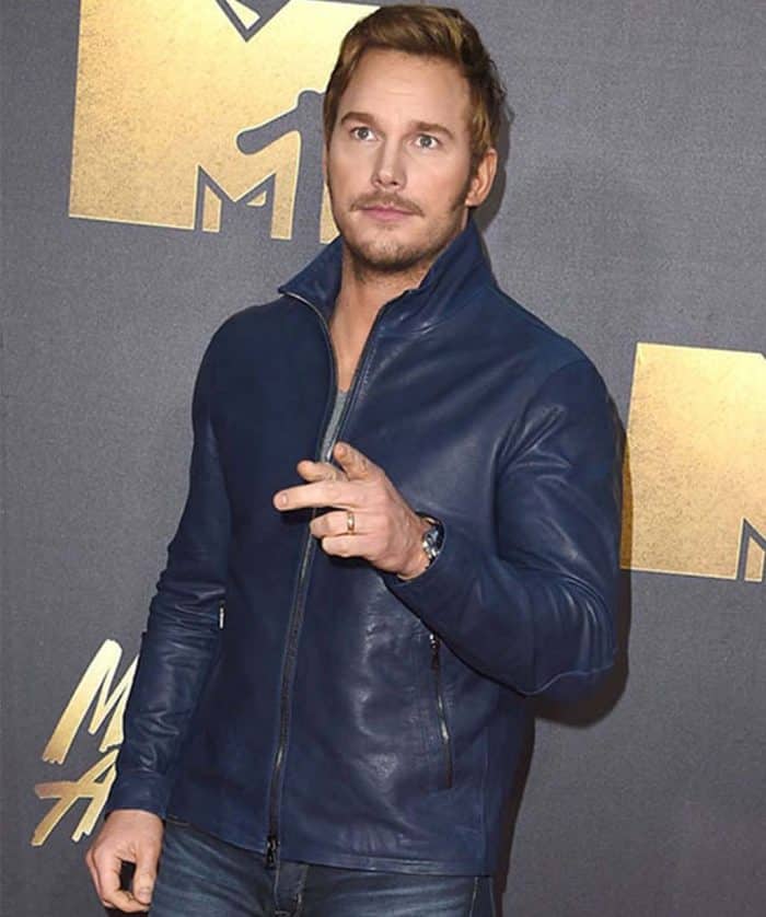 Chris Pratt Blue Leather Jacket mens sale