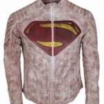Superman Justice League White Waxed Leather Jacket