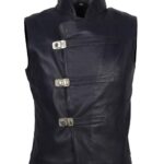 Aegeus Men Black Leather Vest