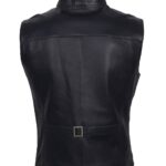 Aegeus Men Black Leather Vest for biker