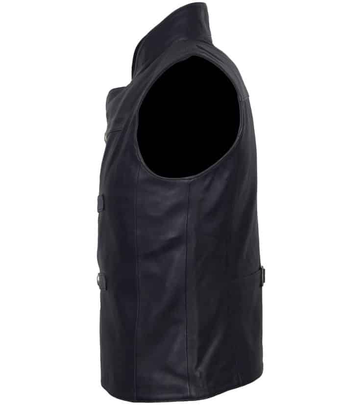 Aegeus Men Black Leather Vest usa