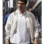 Carlos Alcaraz White Cotton Bomber Jacket
