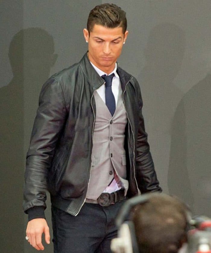Cristiano Ronaldo Black Bomber Leather Jacket - USA Leather Factory
