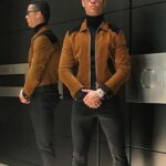 Cristiano Ronaldo Brown Suede Leather Jacket