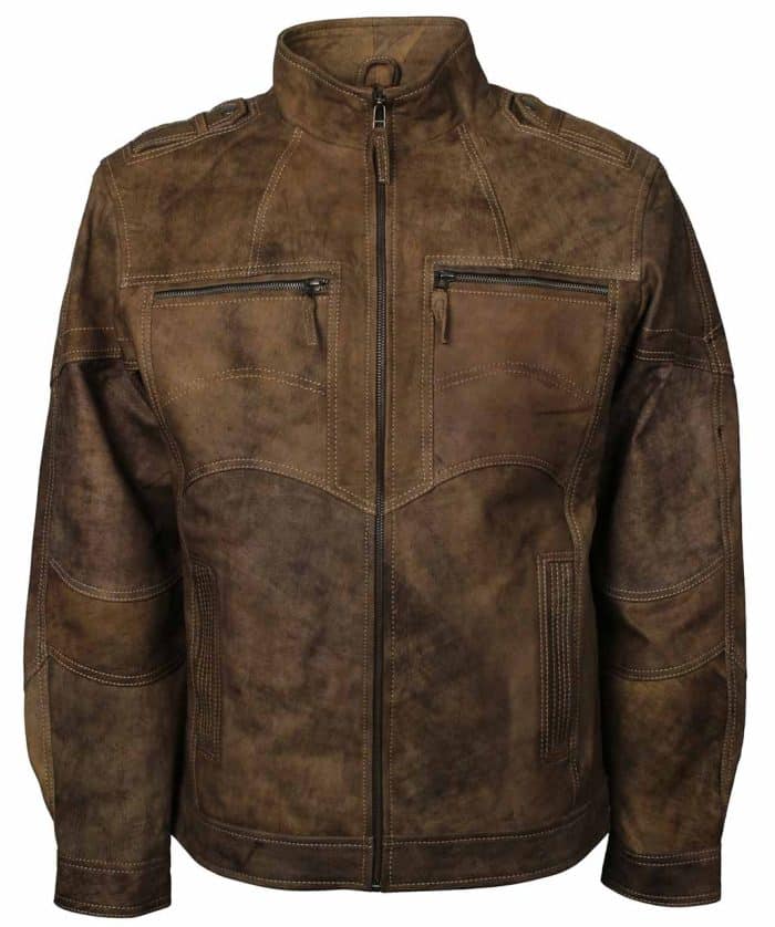 Designer Men Brown Distressed Leather Jacket