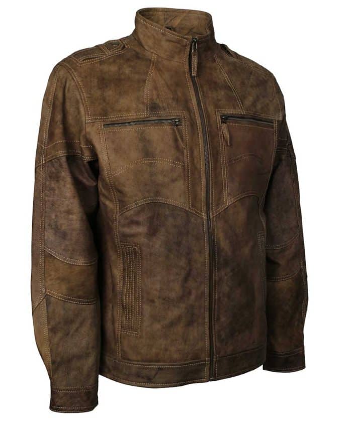 Designers Brown Distressed Leather Jacket