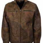 Designer Mens Brown Distressed Leather Jacket
