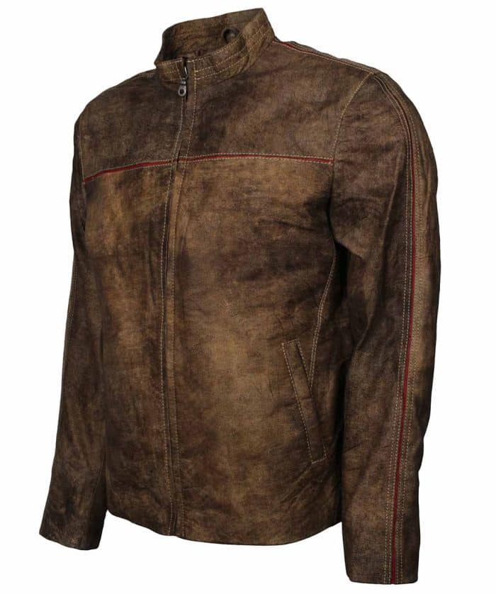 Buy Distressed Brown Men Fashion Leather Jacket