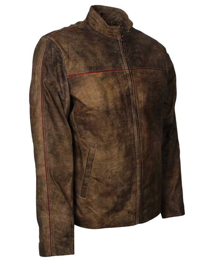 Buy Distressed Brown Men Leather Jackets
