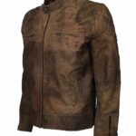 Distressed Brown Men Vintage Leather Jacket for Sale