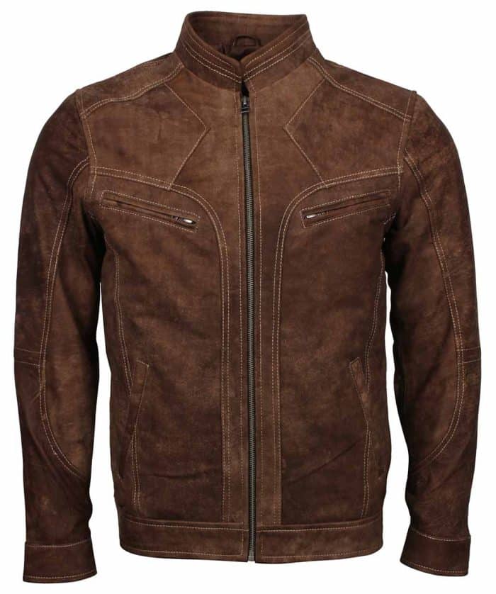 Dorus Men Brown Suede Leather Jacket
