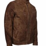 Shop Dorus Men Brown Suede Leather Jacket for Sale