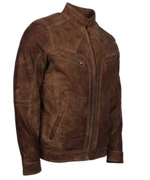 Shop Dorus Men Brown Suede Leather Jacket for Sale