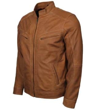 Dorus Men Tan Suede Leather Jacket - USA Leather Factory