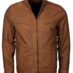 Dorus Men Tan Suede Leather Jacket for sale