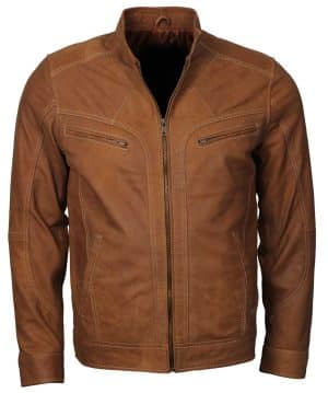 Dorus Men Tan Suede Leather Jacket for sale