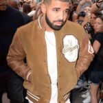 Drake Suede Leather Varsity Jacket for Sale