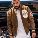 Shop Drake Suede Leather Varsity Jacket