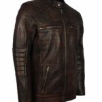 Haemon Brown Biker Leather Jacket for sale