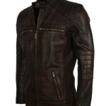 Haemon Brown Biker Leather Jacket Men