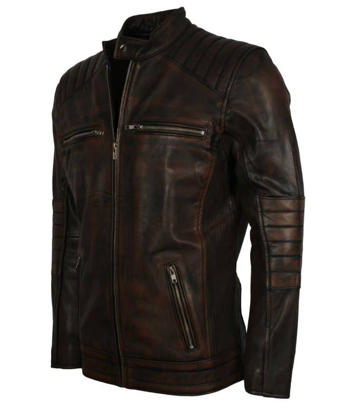 Haemon Brown Biker Leather Jacket Men