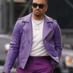 Jalen Hurts Purple Leather Jacket