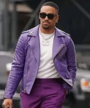 Jalen Hurts Purple Leather Jacket