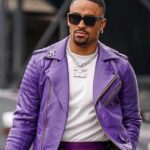 Jalen Hurts Purple Leather Jacket for men