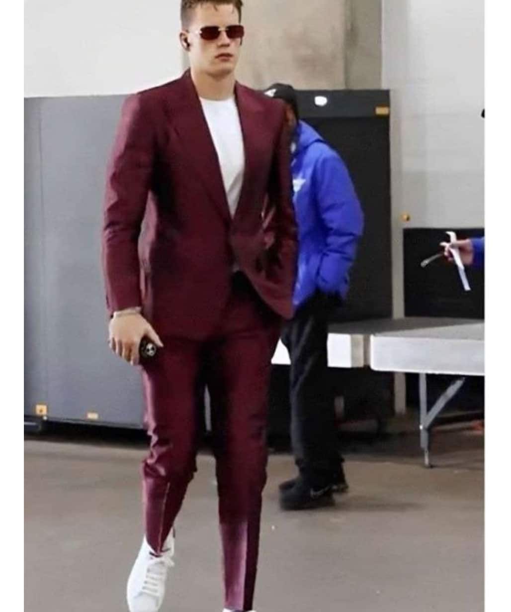 Joe Burrow Maroon Suit For Men