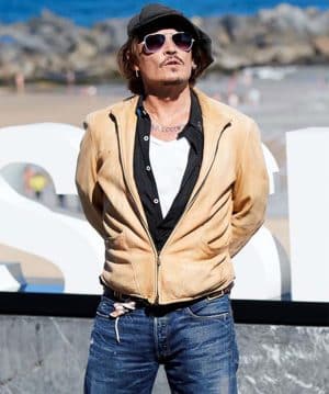 Johnny Depp Beige Leather Jacket for men