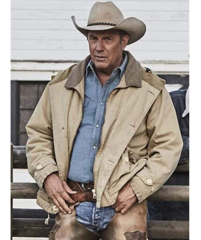 Kevin Costner John Dutton Yellowstone Beige Cotton Jacket