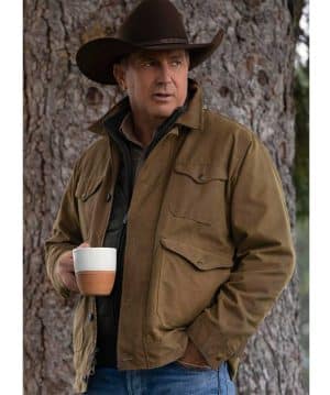 3. Kevin Costner Yellowstone John Dutton Brown Cotton Jacket
