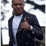 Kylian Mbappe Black Leather Jacket for men