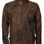 Men Cafe Racer Distressed Leather Jacket